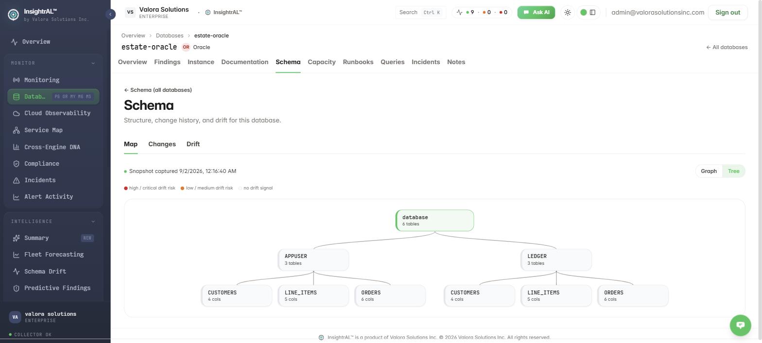 The schema map showing tables as cards linked by foreign-key relationships
